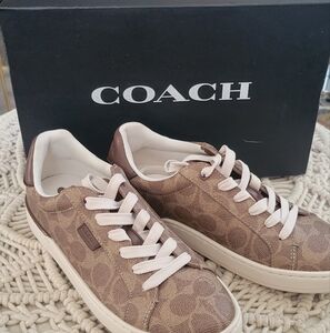 Coach Tan and Brown Monogram Sneakers